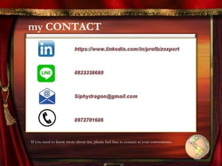 my CONTACT
If you need to know more about me, please feel free to contact at your convenience.
 