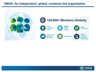 2
VMUG: An Independent, global, customer-led organization
 