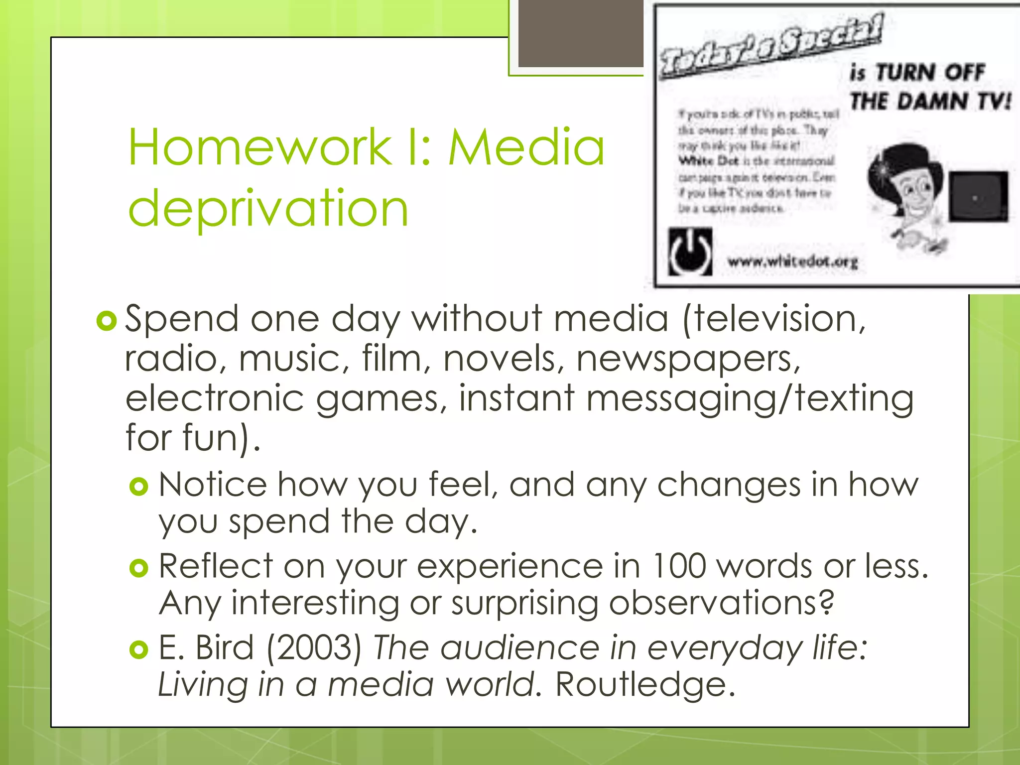 TheoryInvolves developing and using a conceptual tool kit“…most basically a theory is a general proposition… that seeks either to explain or predict the relation” between “observed phenomenon” (McQuail 2010: 5)About what media “ought to be doing” (ibid)Organizing questions, thinking, understanding, and interpretation of complex phenomenon