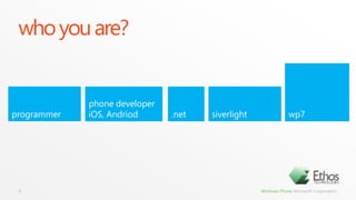 who you are?9wp7siverlightprogrammer.netphone developeriOS, Andriod
