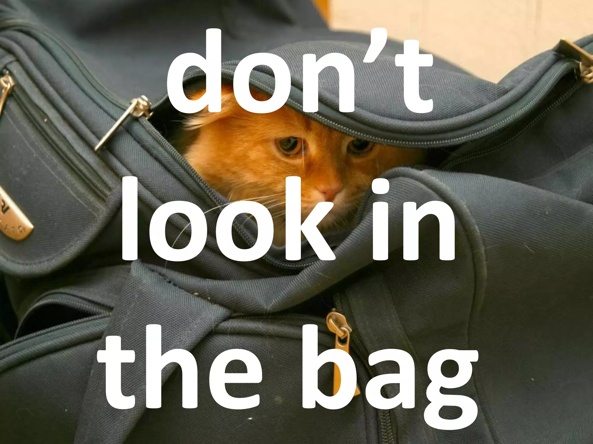 don’t
look in
the bag
 