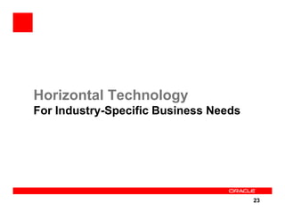 Horizontal Technology
For Industry-Specific Business Needs




                                       23
 