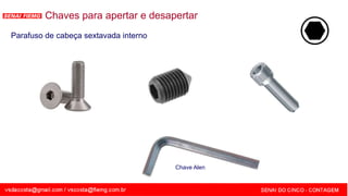 SENAI - MG
Chave Alen
Chaves para apertar e desapertar
Parafuso de cabeça sextavada interno
 