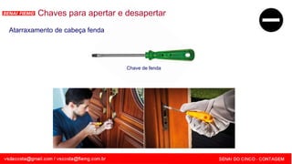 SENAI - MG
Chave de fenda
Chaves para apertar e desapertar
Atarraxamento de cabeça fenda
 
