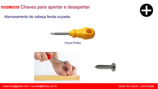SENAI - MG
Chave Philips
Chaves para apertar e desapertar
Atarraxamento de cabeça fenda cruzada
 