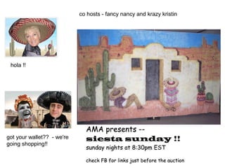 co hosts - fancy nancy and krazy kristin

hola !!

got your wallet?? - we're
going shopping!!

 