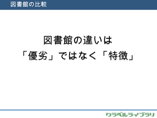 図書館の比較 図書館の違いは 「優劣」ではなく「特徴」 