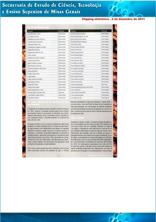 Clipping eletrônico - 2 de dezembro de 2011
 