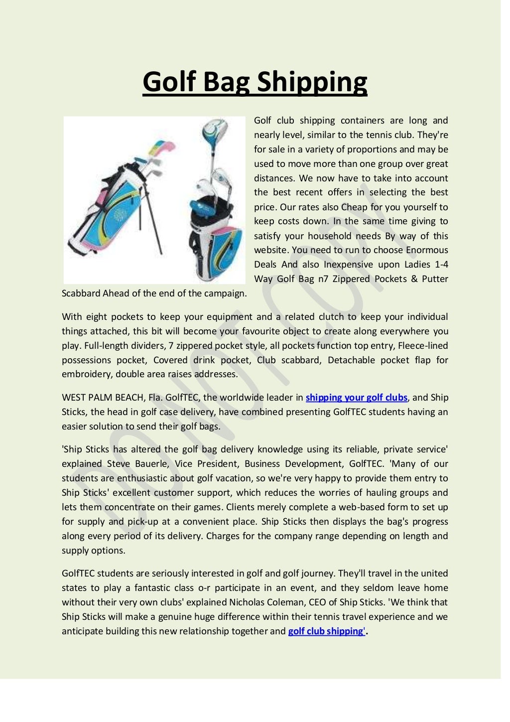 how to ship golf club