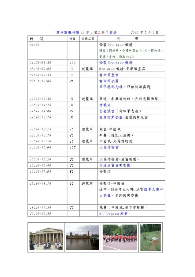 02 英格蘭蘇格蘭13日 詳細行程表