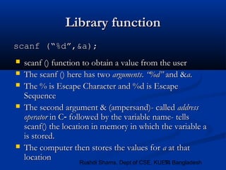 Lec 02. C Program Structure / C Memory Concept | PPT
