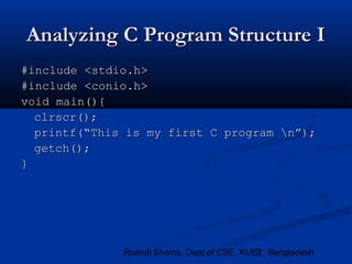 Lec 02. C Program Structure / C Memory Concept | PPT