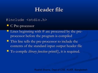 Lec 02. C Program Structure / C Memory Concept | PPT