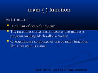 Lec 02. C Program Structure / C Memory Concept | PPT