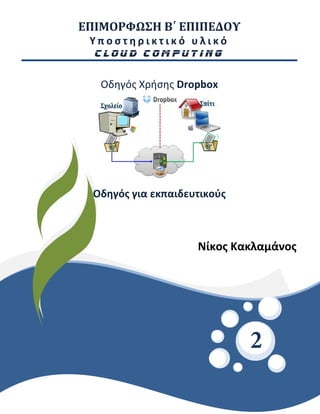 ΕΠΙΜΟΡΦΩΣΗ Β΄ ΕΠΙΠΕΔΟΥ
Υ π ο σ τ η ρ ι κ τ ι κ ό υ λ ι κ ό
C l o u d C o m p u t i n g
Οδηγός Χρήσης Dropbox
Οδηγός για εκπαιδευτικούς
Νίκος Κακλαμάνος
 