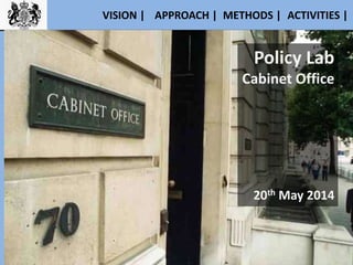 METHODS | ACTIVITIES |VISION | APPROACH |
Policy Lab
Cabinet Office
20th May 2014
 