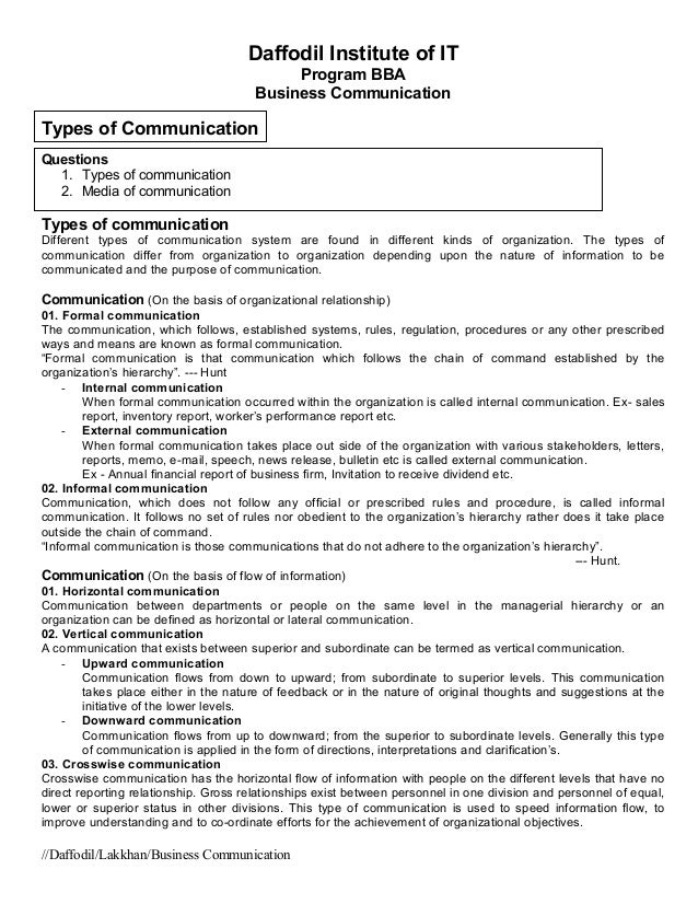 types of communication assignment