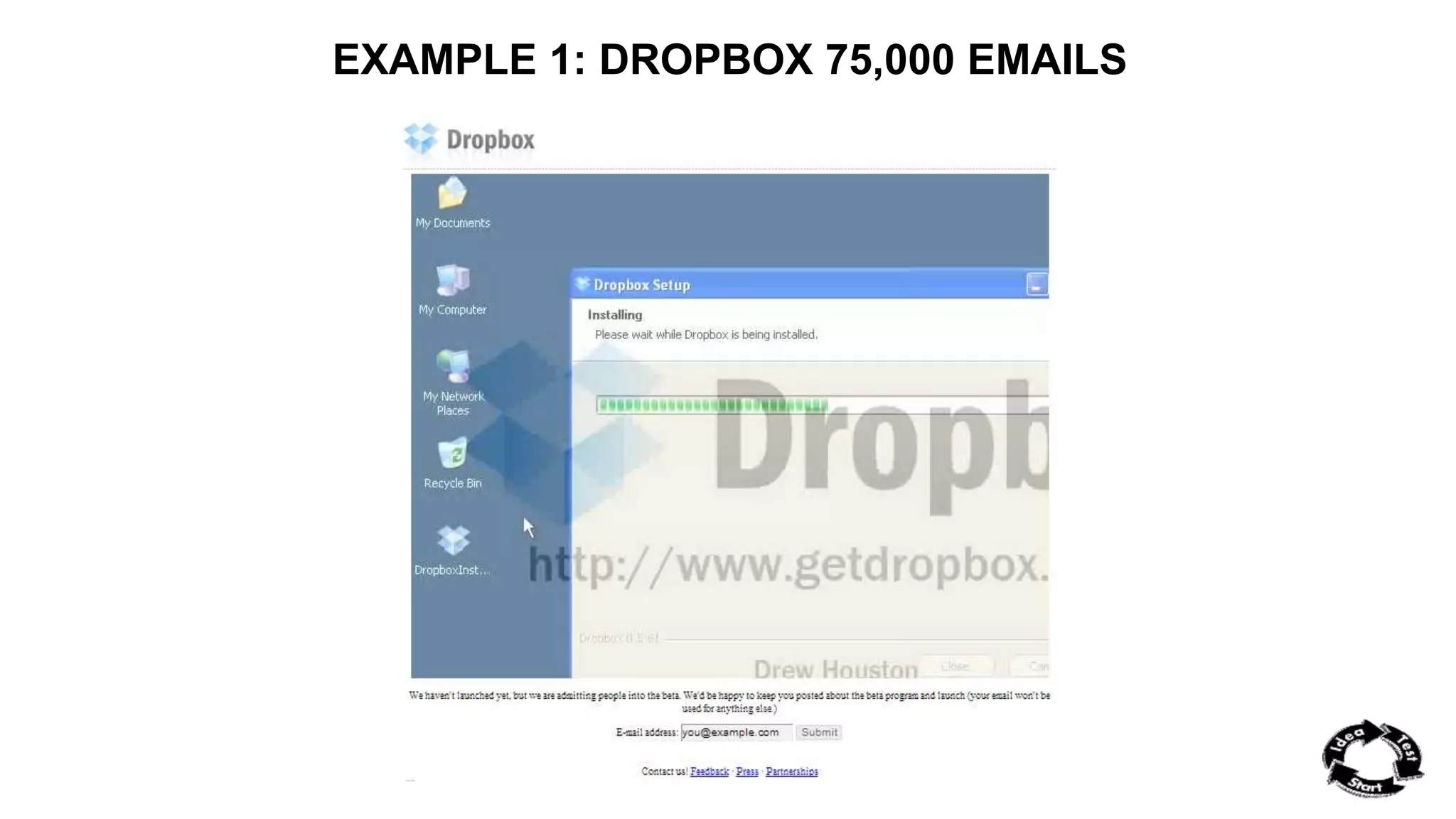 EXAMPLE 1: DROPBOX 75,000 EMAILS 
 