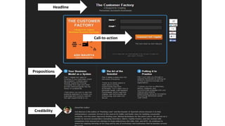 Headline 
Call-to-action 
Propositions 
Credibility 
 