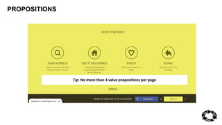 PROPOSITIONS 
Tip: No more than 4 value propositions per page 
 