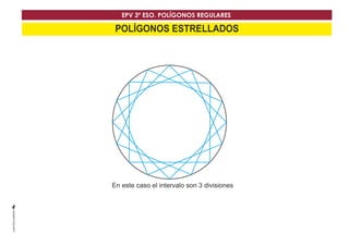EPV 3º ESO. POLÍGONOS REGULARES 
POLÍGONOS ESTRELLADOS 
En este caso el intervalo son 3 divisiones 
 