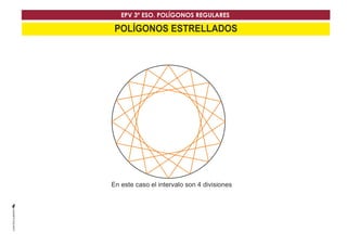 EPV 3º ESO. POLÍGONOS REGULARES 
POLÍGONOS ESTRELLADOS 
En este caso el intervalo son 4 divisiones 
 