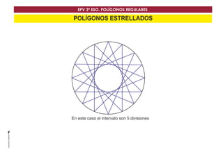 EPV 3º ESO. POLÍGONOS REGULARES 
POLÍGONOS ESTRELLADOS 
En este caso el intervalo son 5 divisiones 
 