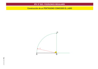 EPV 3º ESO. POLÍGONOS REGULARES 
Construcción de un PENTÁGONO CONOCIDO EL LADO 
N 
1 
AA BB 
 