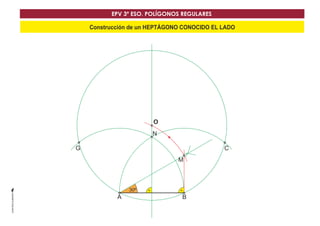 EPV 3º ESO. POLÍGONOS REGULARES 
Construcción de un HEPTÁGONO CONOCIDO EL LADO 
O 
N 
G C 
M 
30º 
AA B 
 