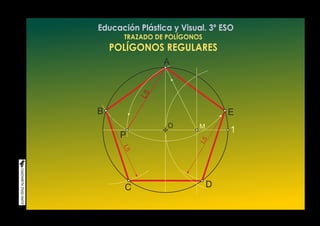 Educación Plástica y Visual. 3º ESO 
TRAZADO DE POLÍGONOS 
POLÍGONOS REGULARES 
D 
A 
O 
P 1 
B 
L5 
C 
L5 
E 
L5 
M 
 