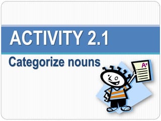 ACTIVITY 2.1 
Categorize nouns 
 
