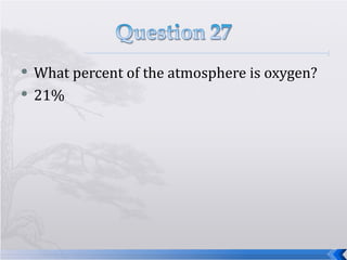 What percent of the atmosphere is oxygen? 21% 