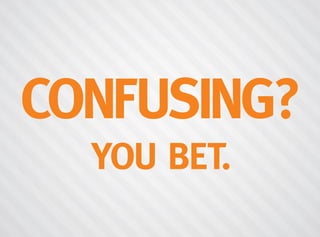 CONFUSING?
YOU BET.
 