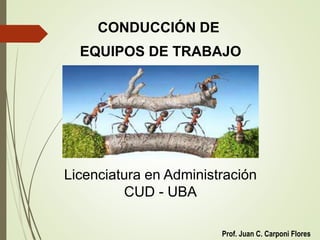 Prof. Juan C. Carponi Flores
CONDUCCIÓN DE
EQUIPOS DE TRABAJO
Licenciatura en Administración
CUD - UBA
 