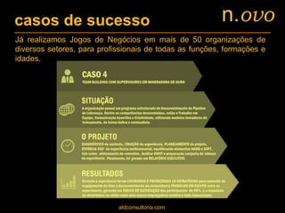 casos de sucesso
Já realizamos Jogos de Negócios em mais de 50 organizações de
diversos setores, para profissionais de todas as funções, formações e
idades.
aldconsultoria.com
n.ovo
 