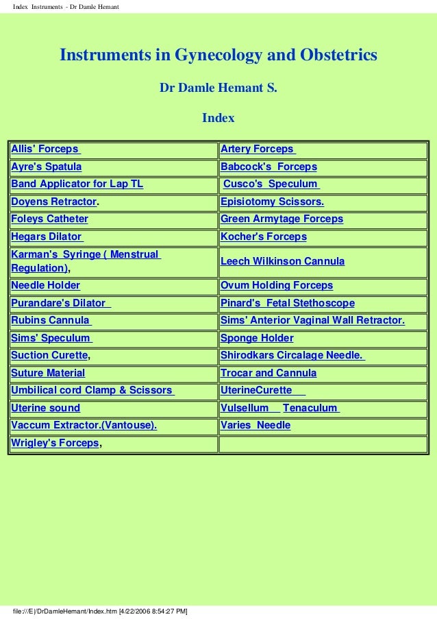 Gynae . obs complete intruments..
