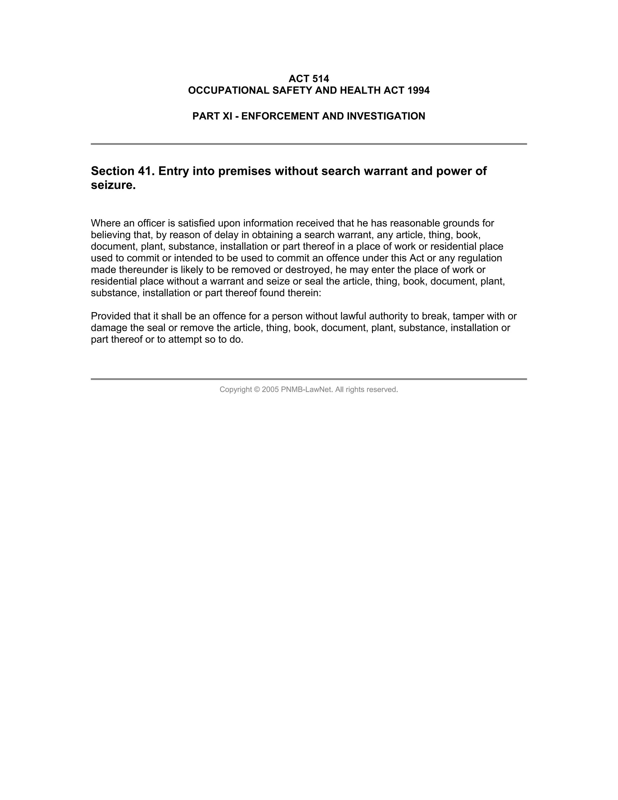 02. occupational safety and health act 1994 (act 514) osha | PDF