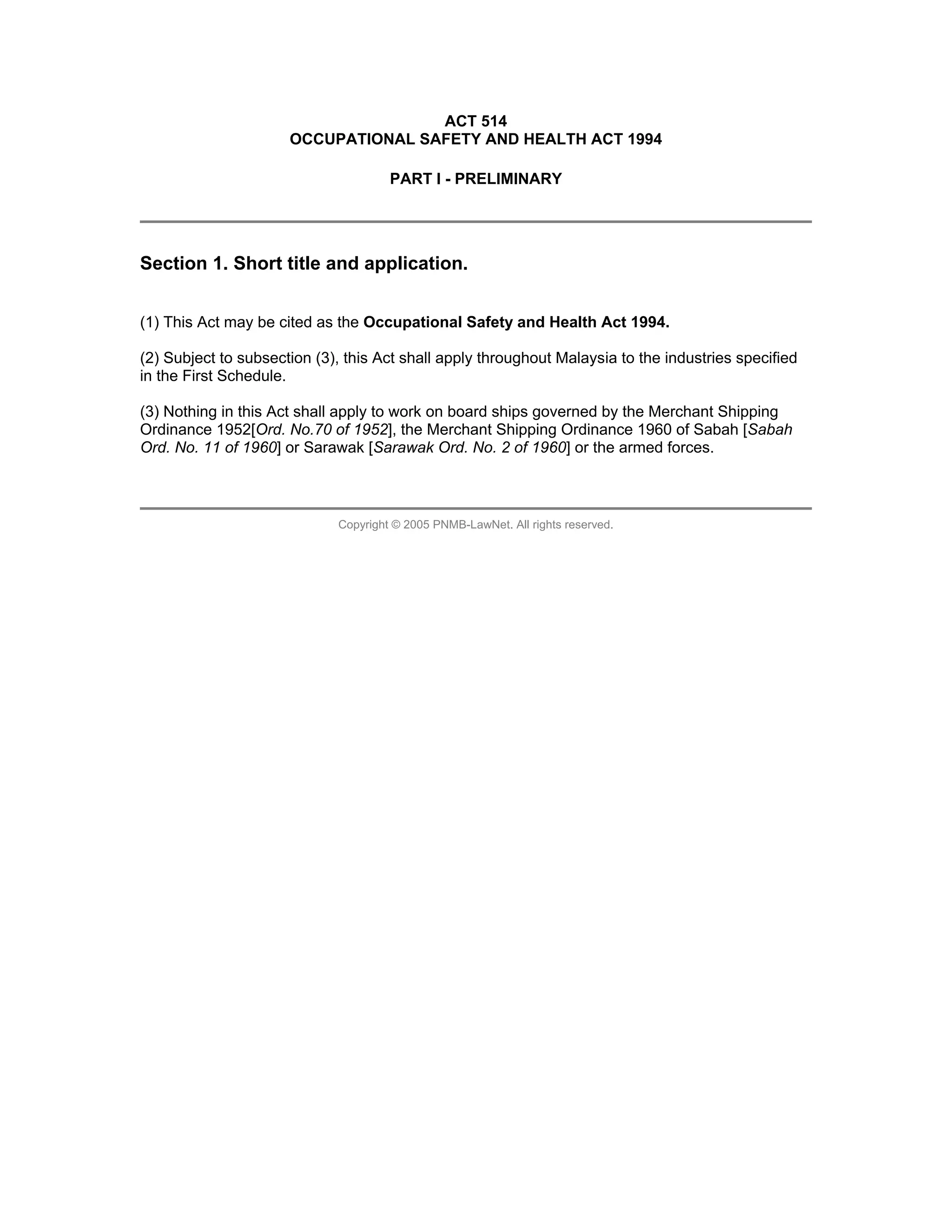 02. occupational safety and health act 1994 (act 514) osha | PDF