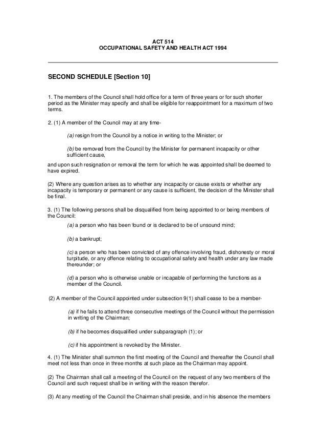 02. occupational safety and health act 1994 (act 514) osha