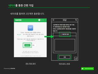 네아로를 통한 간편 가입
SHOP
OO샵 – 여성의류 전문 쇼핑몰 OO에서
정보 제공 동의 약관 동의 / 완료
네아로를 통하면 2단계면 충분합니다.
OO샵OOO
OOO
 