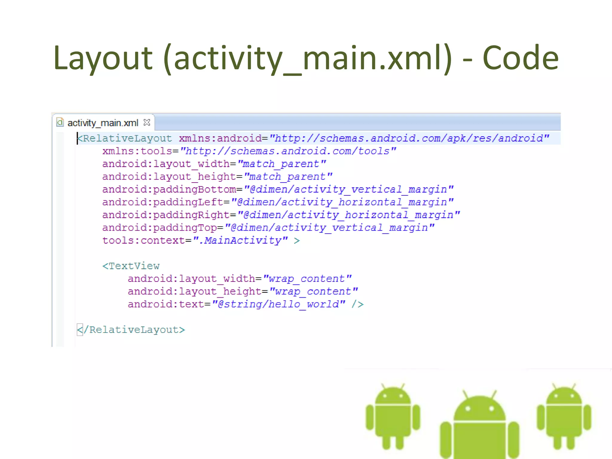 Layout (activity_main.xml) - Code
 