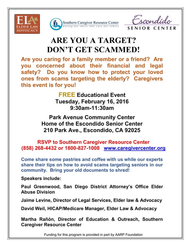 Don't Get Scammed! PDF Eldercare Family and Relationships