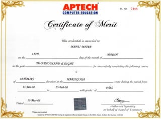 Aptech C Certificate