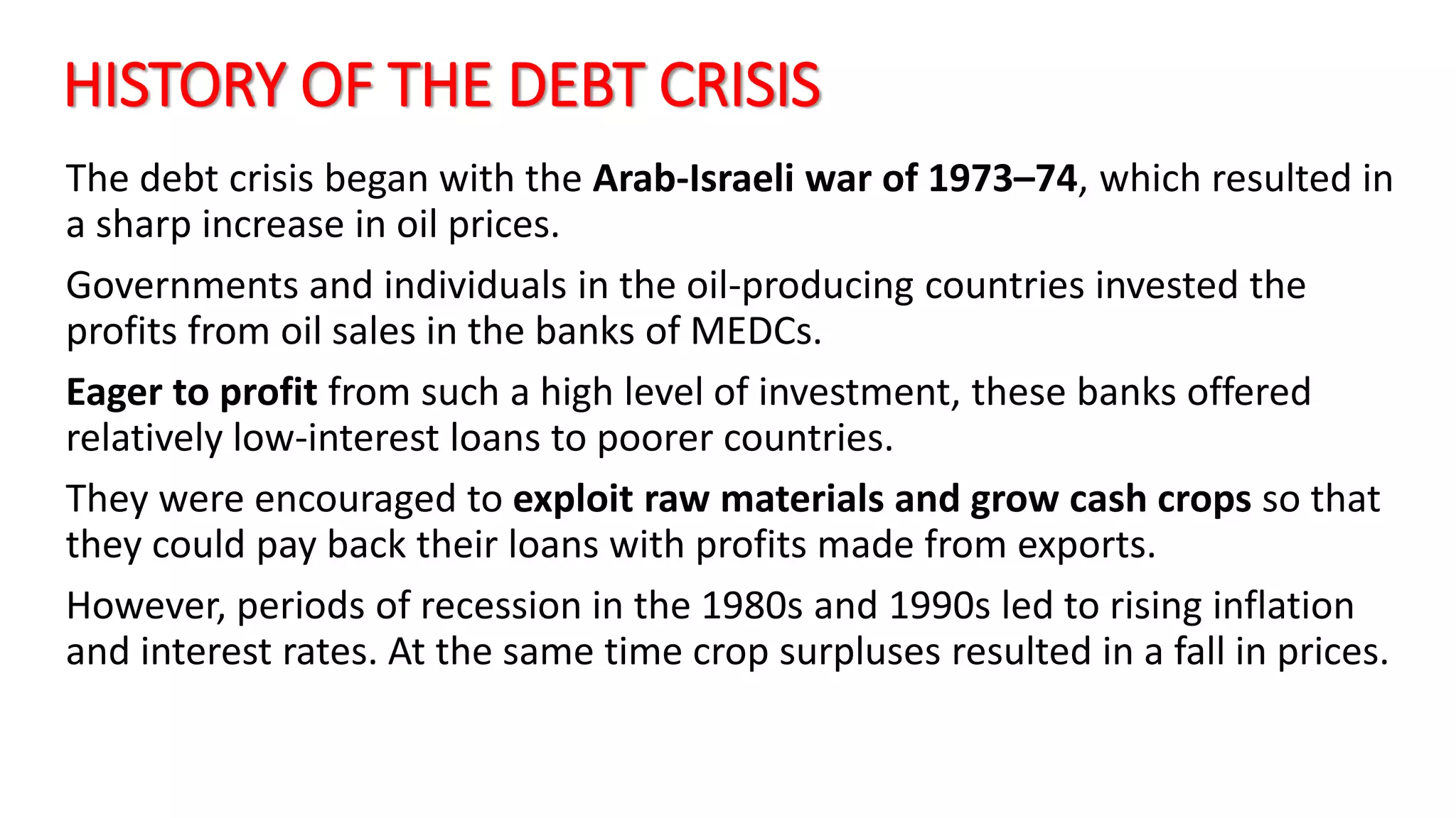 A2 CAMBRIDGE GEOGRAPHY: GLOBAL INTERDEPENDENCE - DEBT AND AID AND THEIR ...