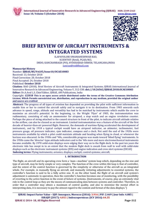 BRIEF REVIEW OF AIRCRAFT INSTRUMENTS & INTEGRATED SYSTEMS | PDF