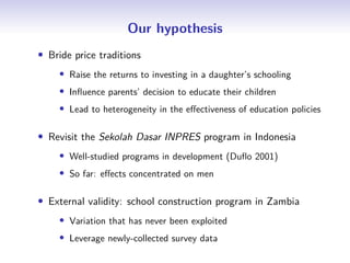 The Inpres Program Marriage Markets and Human Capital in Developing Countries | PDF