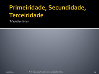 Tríade Semiótica

21/02/2014

Prof. Ms. Agnes Arruda | Comunicação e Semiótica

14

 