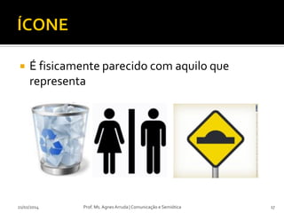 

É fisicamente parecido com aquilo que
representa

21/02/2014

Prof. Ms. Agnes Arruda | Comunicação e Semiótica

17

 