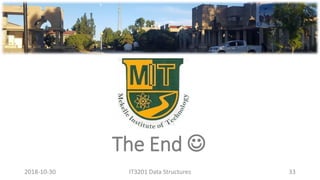 The End ☺
IT3201 Data Structures 332018-10-30
 