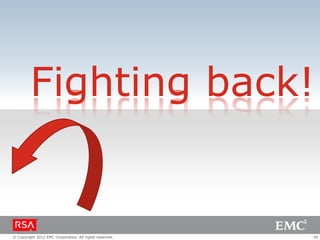 Fighting back!


© Copyright 2012 EMC Corporation. All rights reserved.   40
 